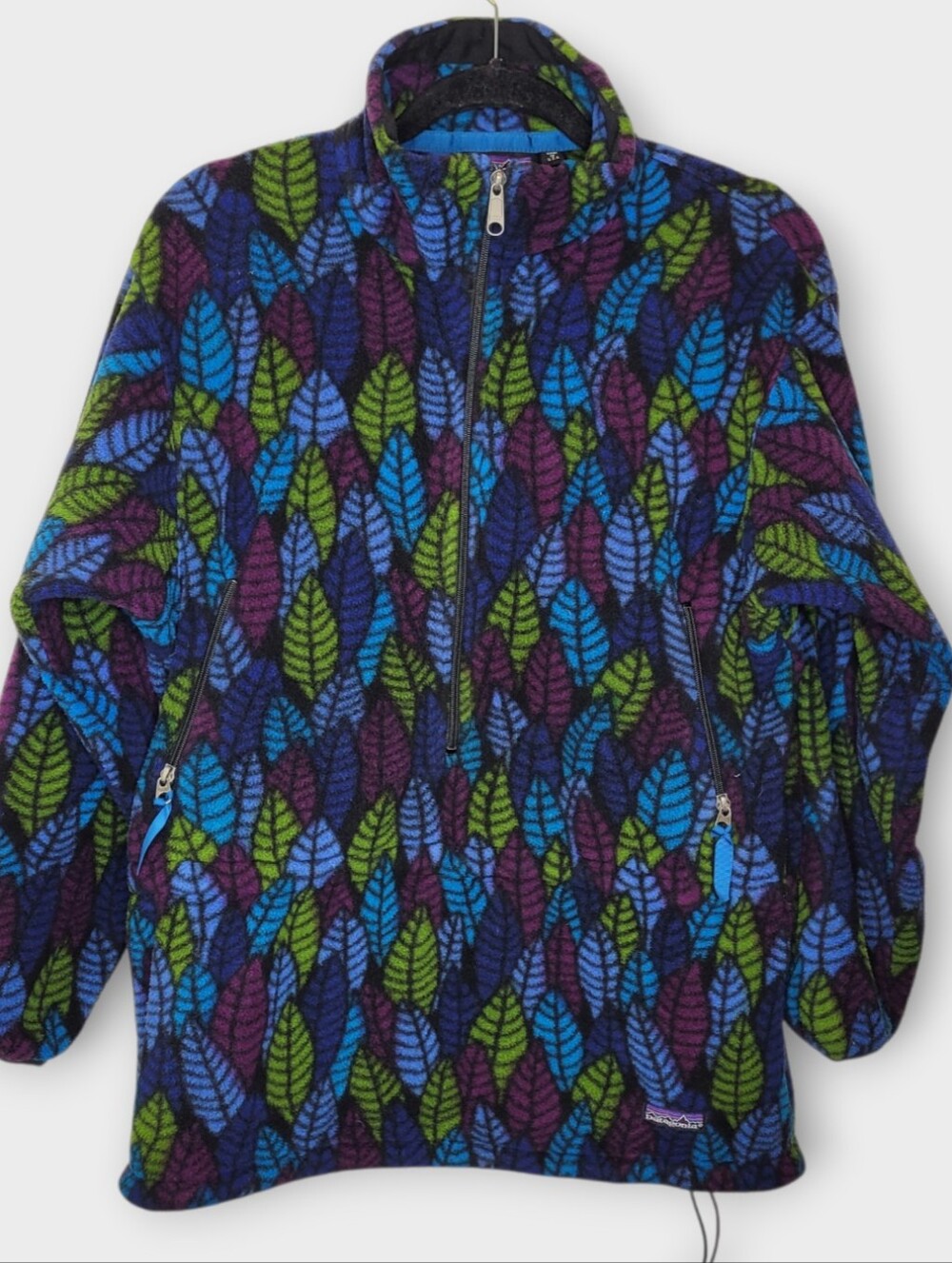 Vtg Y2K Patagonia 1/2 Zip Fleece Pullover 8 Leaf Print